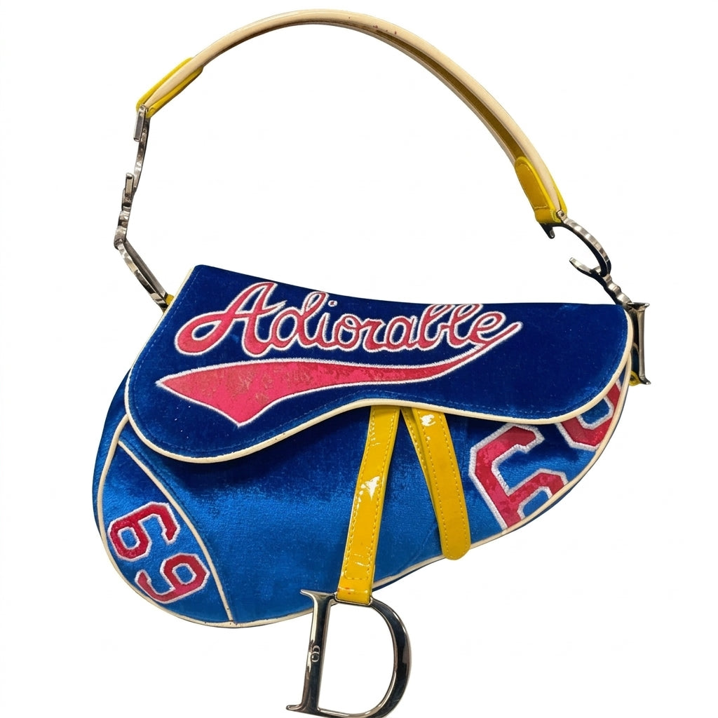 Christian Dior Vintage Velvet "Adiorable 69" Saddle Bag