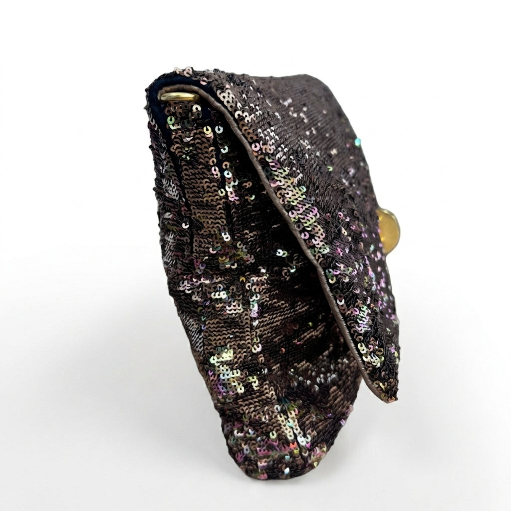 Miu Miu Amber Sequin Foldover Push-Lock Convertible Shoulder Bag