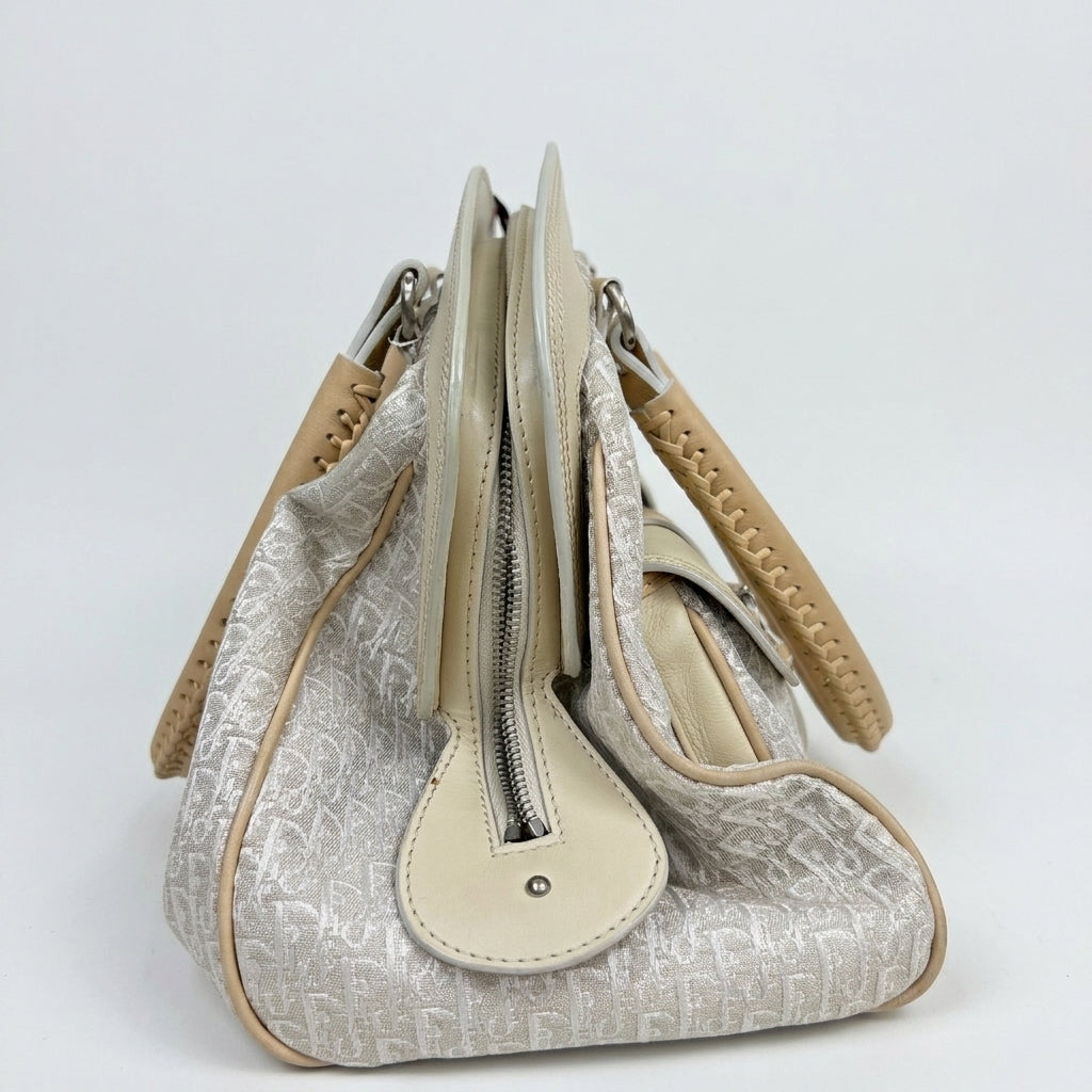 Vintage Christian Dior Beige Trotter Romantique Pocket Tote