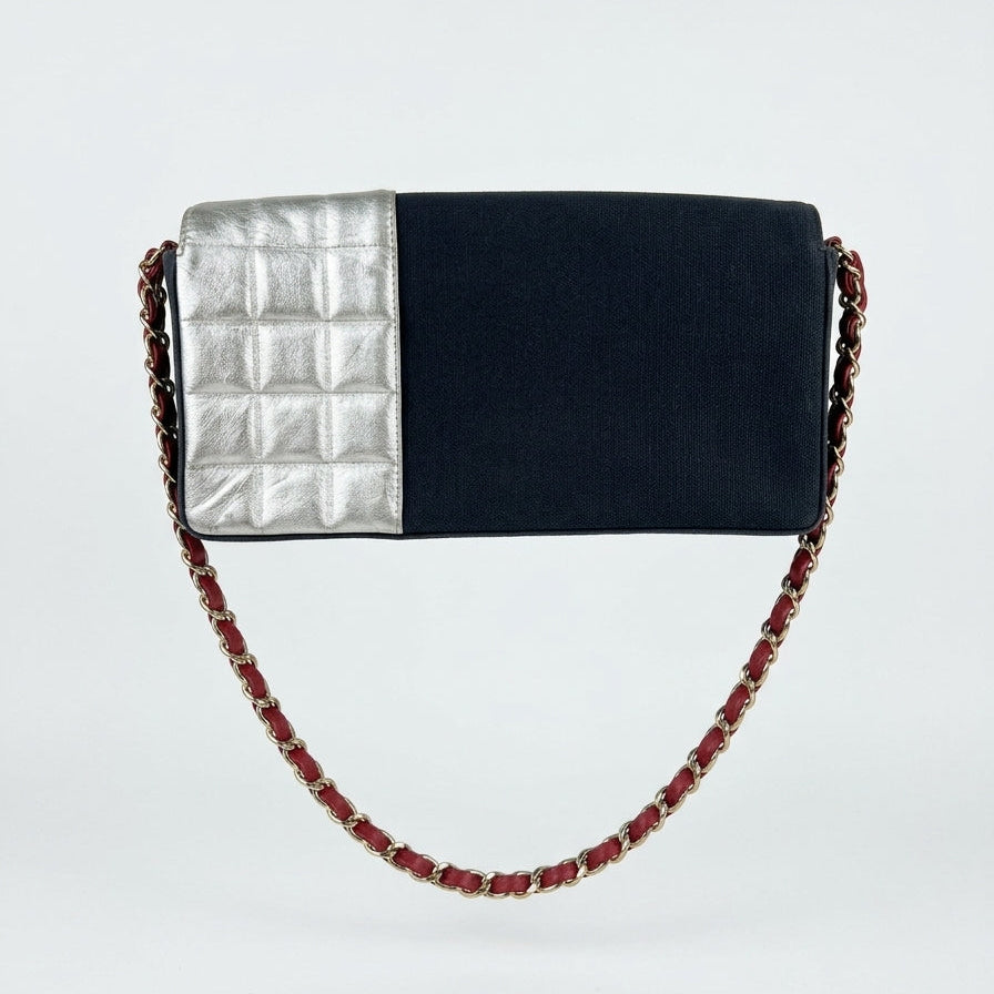 Chanel Vintage Canvas & Metallic Leather No. 5 Flap Bag