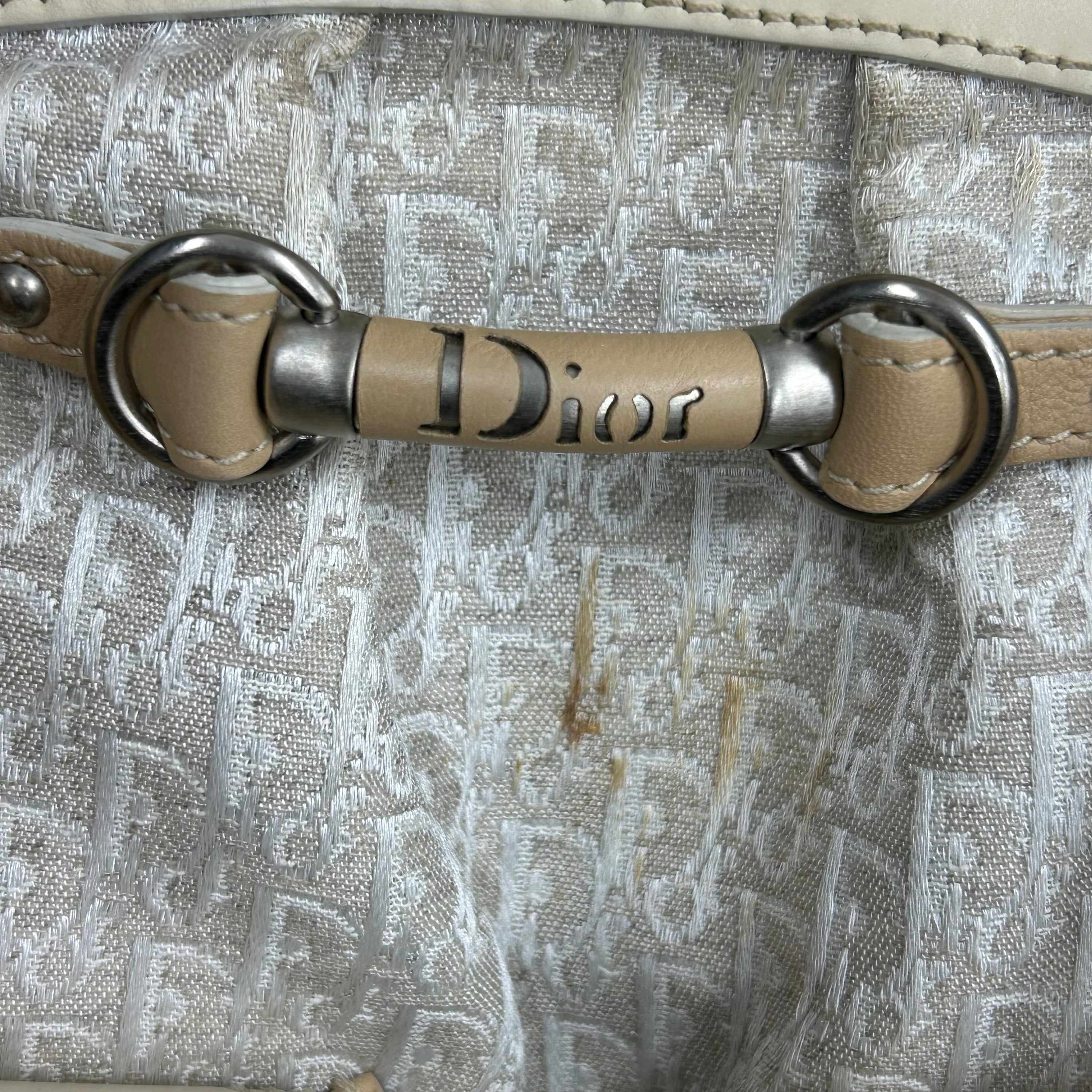 Vintage Christian Dior Beige Trotter Romantique Pocket Tote
