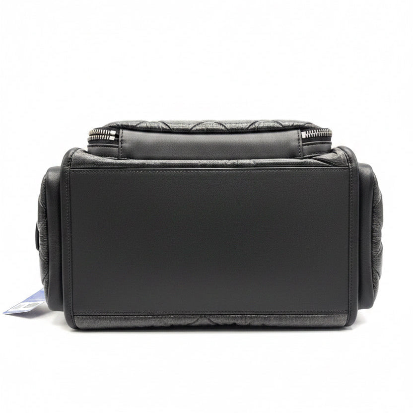Chanel Black Quilted Nylon & Shearling Bowling Silver-Tone Hardware