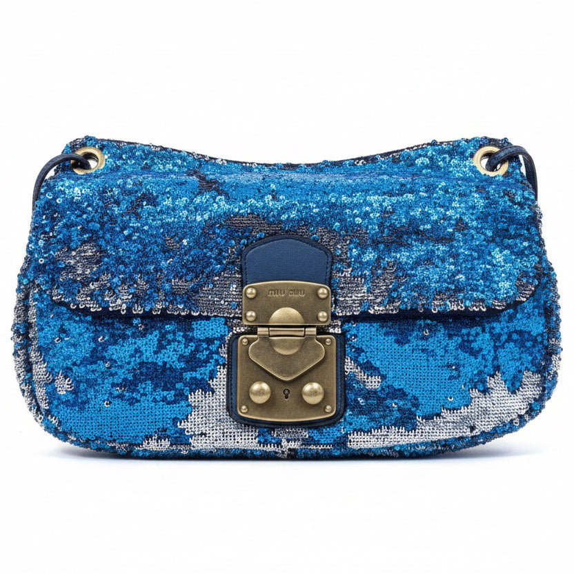 Miu Miu Paillette Sequin Flap Chain Shoulder Bag