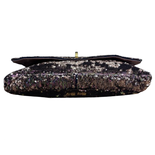 Miu Miu Amber Sequin Foldover Push-Lock Convertible Shoulder Bag