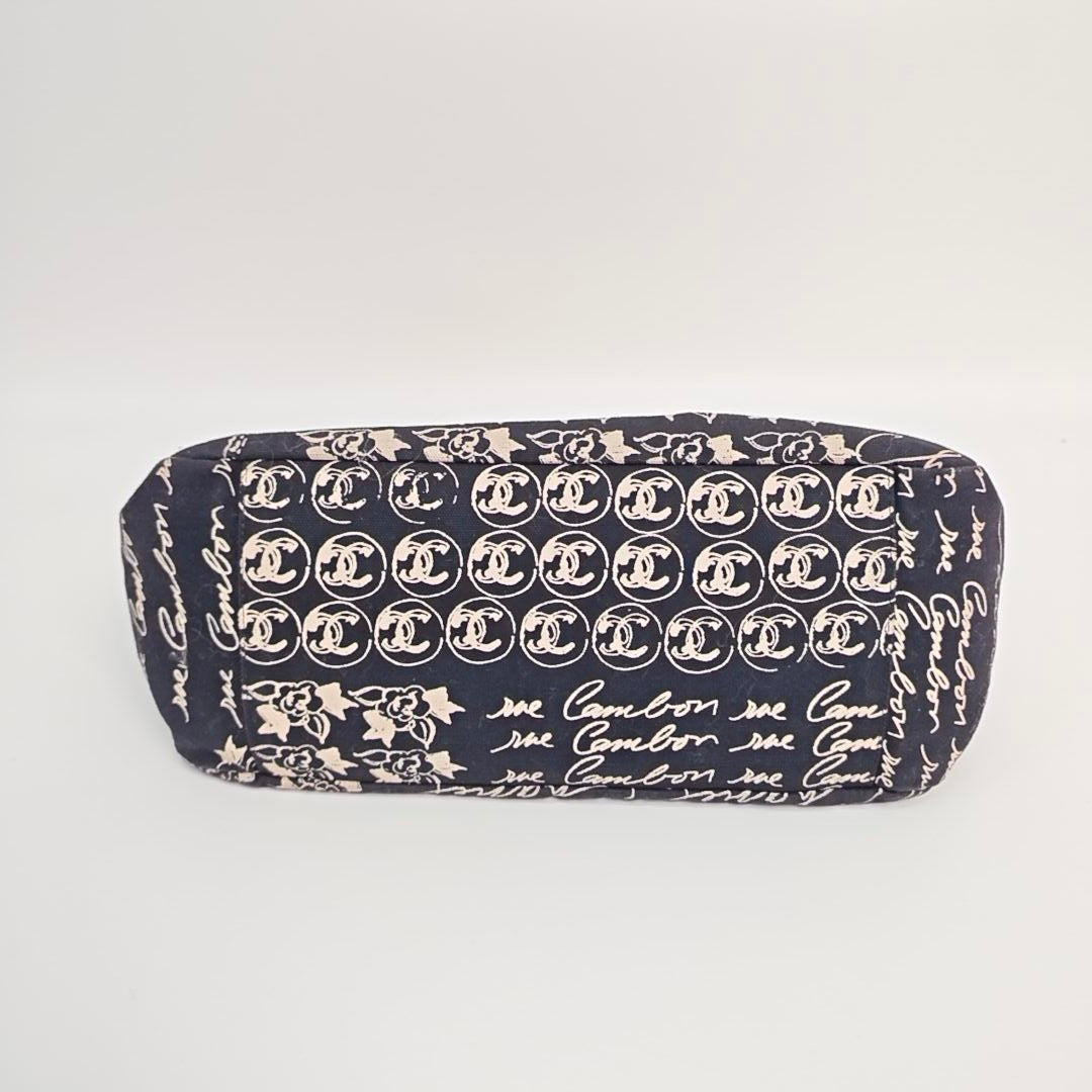 Chanel Vintage Printed Canvas Acrylic Chain Tote Bag
