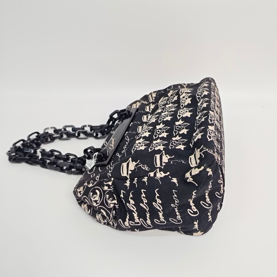 Chanel Vintage Printed Canvas Acrylic Chain Tote Bag