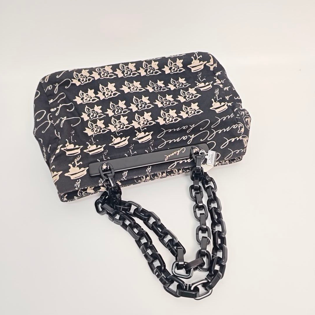 Chanel Vintage Printed Canvas Acrylic Chain Tote Bag