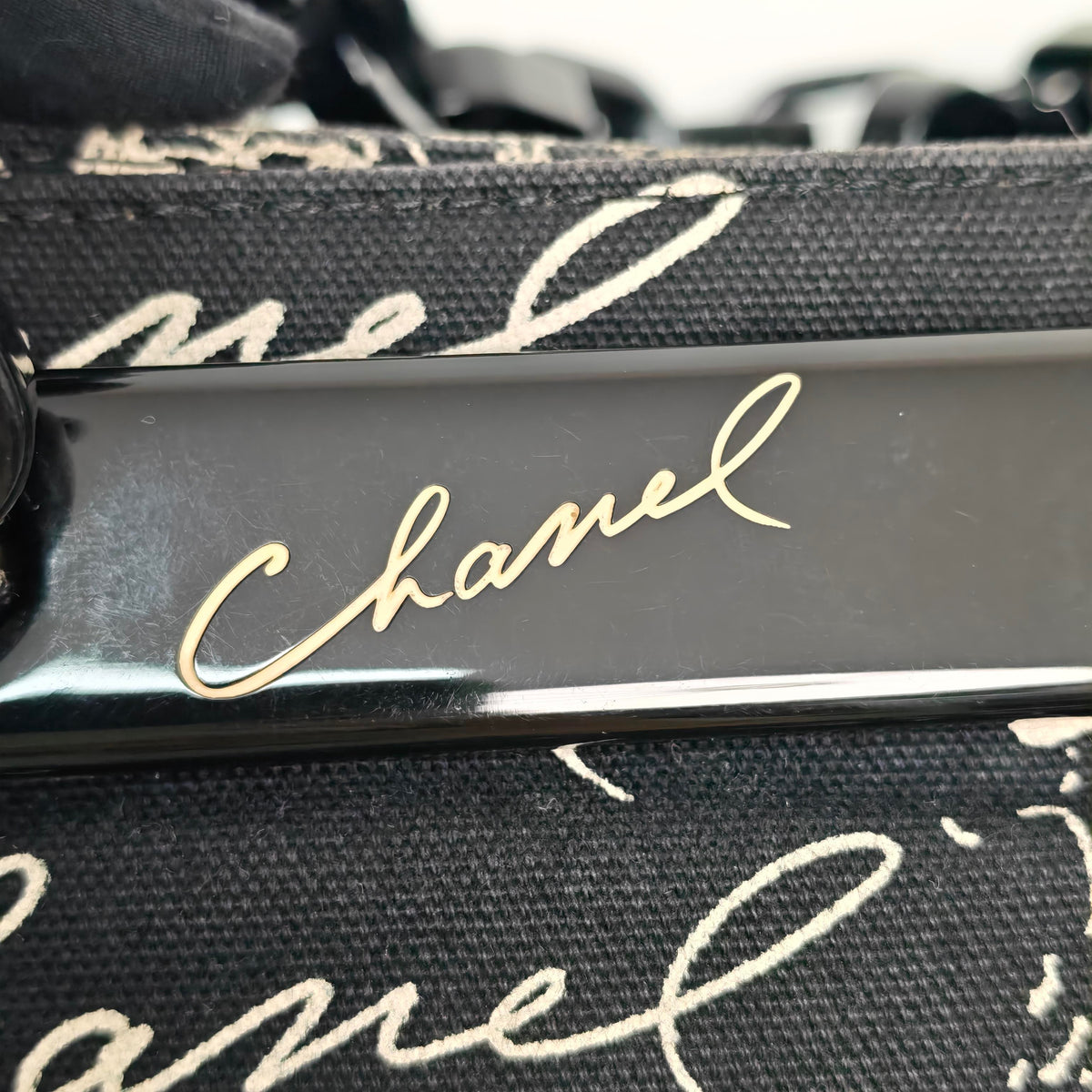 Chanel Vintage Printed Canvas Acrylic Chain Tote Bag
